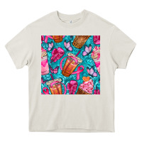 Cream breast cancer coffee cups with butterfly seamless pattern bbs Heavy Core Tee - BundleAndBundleShop