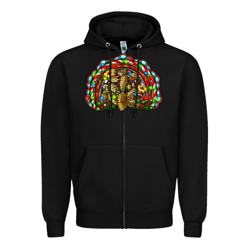 Christmas Rainbow With Leopard Cactus Zipper Hoodie by RanaPortraitStore | Teevron