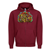 Burgundy christmas rainbow with leopard cactus Zipper Hoodie - RanaPortraitStore
