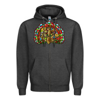 Charcoal Heather christmas rainbow with leopard cactus Zipper Hoodie - RanaPortraitStore