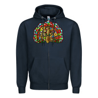 Navy christmas rainbow with leopard cactus Zipper Hoodie - RanaPortraitStore