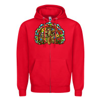 Red christmas rainbow with leopard cactus Zipper Hoodie - RanaPortraitStore