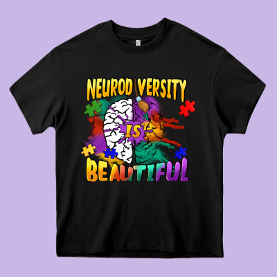 Neurodiversity Is Beautiful Heavy Core Tee Designed By Fadigitalartstudio