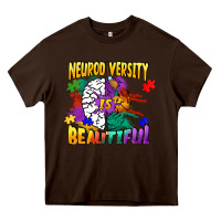 Chocolate Brown Neurodiversity Is Beautiful Heavy Core Tee - FaDigitalArtStudio