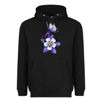 Black Colorado Rocky Mountain Columbine Flower Heavyweight Hoodie - RanaPortraitStore
