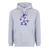 Heather Grey Colorado Rocky Mountain Columbine Flower Heavyweight Hoodie - RanaPortraitStore