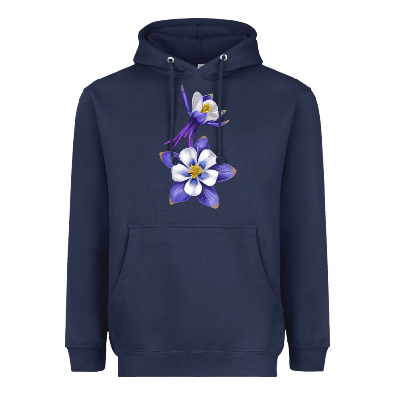 Colorado Rocky Mountain Columbine Flower Heavyweight Hoodie by RanaPortraitStore | Teevron