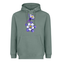 Sage Colorado Rocky Mountain Columbine Flower Heavyweight Hoodie - RanaPortraitStore