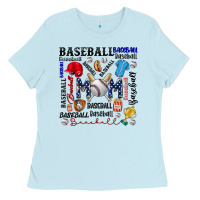 Baby Blue baseball mom Ladies Tee - CowhideDigitalArt