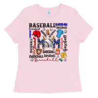 Bubblegum Pink baseball mom Ladies Tee - CowhideDigitalArt