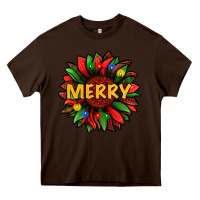Chocolate Brown merry christmas with light sunflower bbs Heavy Core Tee - BundleAndBundleShop