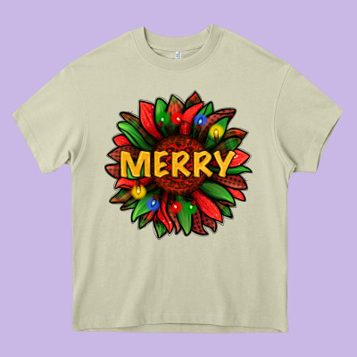 Merry Christmas With Light Sunflower Bbs Heavy Core Tee Designed By Bundleandbundleshop