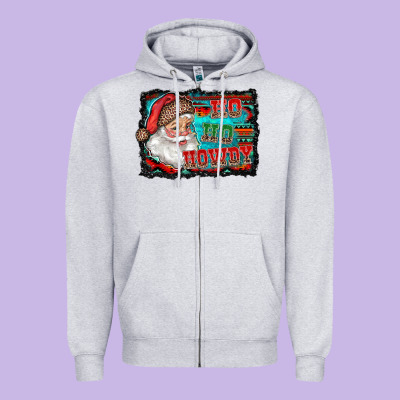 Ho Ho Howdy With Santa Zipper Hoodie Designed By Ranaportraitstore