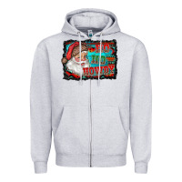 Heather Grey ho ho howdy with santa Zipper Hoodie - RanaPortraitStore