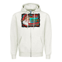 Oatmeal Heather ho ho howdy with santa Zipper Hoodie - RanaPortraitStore