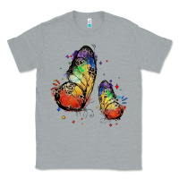 Heather Grey rainbow butterfly pride Classic Tee - FaDigitalArtStudio