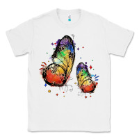 White rainbow butterfly pride Classic Tee - FaDigitalArtStudio