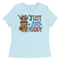 Baby Blue just a latte moody Ladies Tee - CowhideDigitalArt