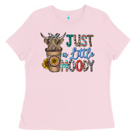 Bubblegum Pink just a latte moody Ladies Tee - CowhideDigitalArt