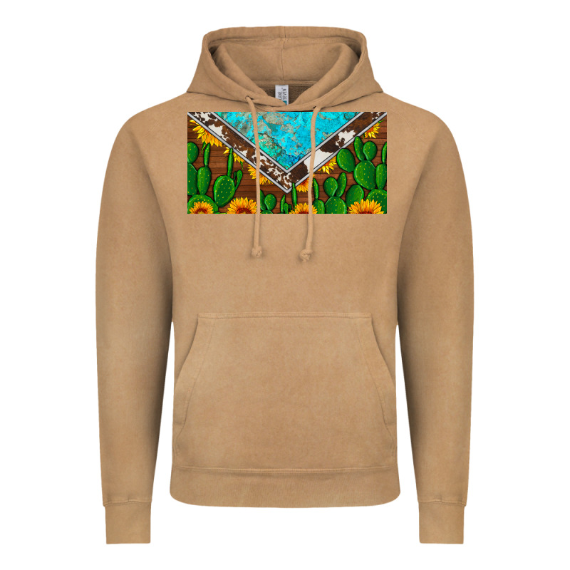 Cactus Sunflower Cowhide And Turquoise License Plate Vintage Hoodie by Artiststas | Teevron