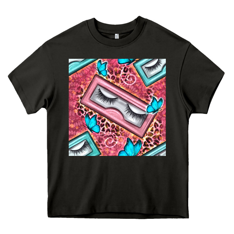 Cosmetic Fake Eyelashes And Butterfly With Leopard Seamless Pattern Bb Heavy Core Tee by BundleAndBundleShop | Teevron