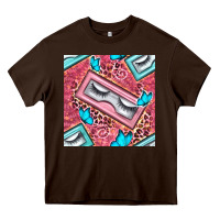 Chocolate Brown cosmetic fake eyelashes and butterfly with leopard seamless pattern bb Heavy Core Tee - BundleAndBundleShop