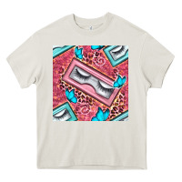 Cream cosmetic fake eyelashes and butterfly with leopard seamless pattern bb Heavy Core Tee - BundleAndBundleShop