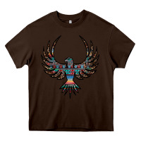Chocolate Brown aztec leopard thunderbird Heavy Core Tee - RanaPortraitStore