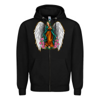 Black Angel Wing Lady of Guadalupe Zipper Hoodie - Jasminsmagicworld