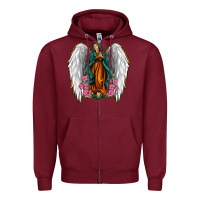 Burgundy Angel Wing Lady of Guadalupe Zipper Hoodie - Jasminsmagicworld