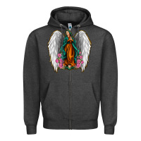 Charcoal Heather Angel Wing Lady of Guadalupe Zipper Hoodie - Jasminsmagicworld