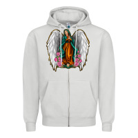 Dove Grey Angel Wing Lady of Guadalupe Zipper Hoodie - Jasminsmagicworld