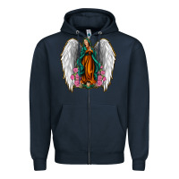 Navy Angel Wing Lady of Guadalupe Zipper Hoodie - Jasminsmagicworld