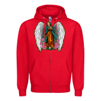Red Angel Wing Lady of Guadalupe Zipper Hoodie - Jasminsmagicworld