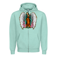Seafoam Angel Wing Lady of Guadalupe Zipper Hoodie - Jasminsmagicworld