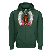 Sports Green Angel Wing Lady of Guadalupe Zipper Hoodie - Jasminsmagicworld
