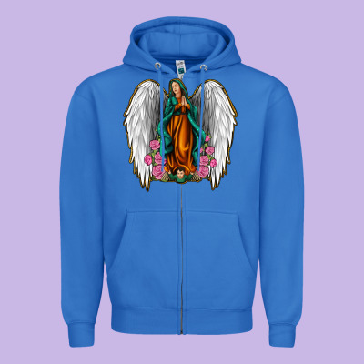 Angel Wing Lady Of Guadalupe Zipper Hoodie Designed By Jasminsmagicworld