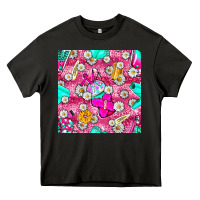 Asphalt hairstylist coffee cups and daisy with leopard seamless pattern bbs Heavy Core Tee - BundleAndBundleShop