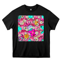 Black hairstylist coffee cups and daisy with leopard seamless pattern bbs Heavy Core Tee - BundleAndBundleShop