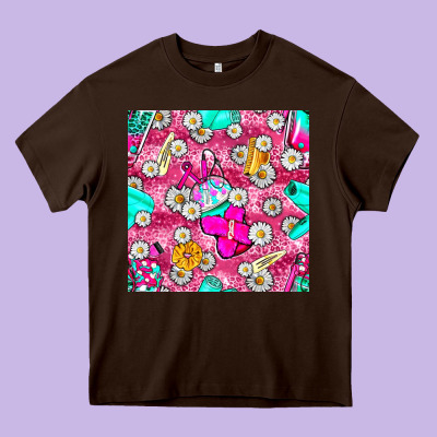 Hairstylist Coffee Cups And Daisy With Leopard Seamless Pattern Bbs Heavy Core Tee Designed By Bundleandbundleshop