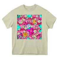 Mossy hairstylist coffee cups and daisy with leopard seamless pattern bbs Heavy Core Tee - BundleAndBundleShop