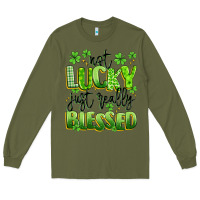 Army Green not lucky just really blessed Long Sleeve Tee - Artiststas