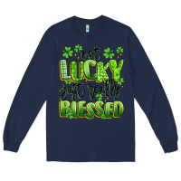 Navy not lucky just really blessed Long Sleeve Tee - Artiststas