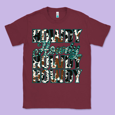 Howdy Cowhide Turquoise Classic Tee Designed By Jasminsmagicworld
