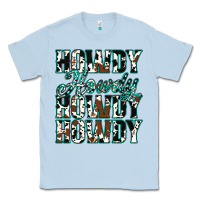 Dusty Blue Howdy Cowhide Turquoise Classic Tee - Jasminsmagicworld