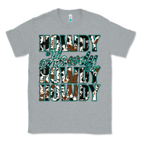 Heather Grey Howdy Cowhide Turquoise Classic Tee - Jasminsmagicworld