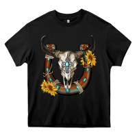 Black bull skull with horseshoe Heavy Core Tee - RanaPortraitStore