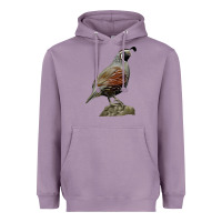 Lavender California Quail Bird Heavyweight Hoodie - RanaPortraitStore