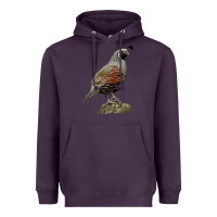 Plum California Quail Bird Heavyweight Hoodie - RanaPortraitStore