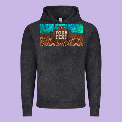 Preview Custom Name Turquoise Stone Leopard Bull Skull License Plate Vintage Hoodie Designed By Artiststas